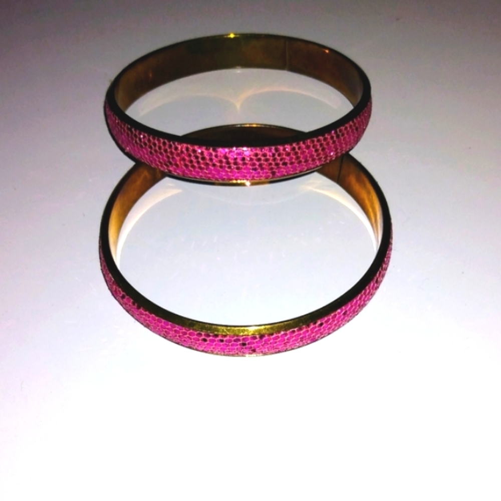 Costume mauve glitter bangle Set